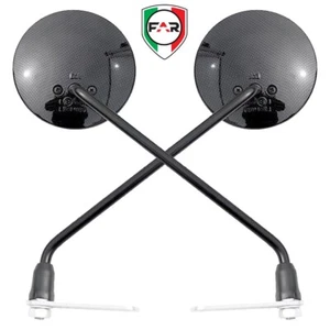 KIT COPPIA SPECCHIETTI CARBONIO FAR VESPA PX 125 150 200 SPECIAL 50 R L PK S XL - Foto 1 di 4