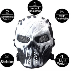 Airsoft Paintball Tactical Full Face Protection Skull Mask Skeleton Army Outdoor - Picture 1 of 5