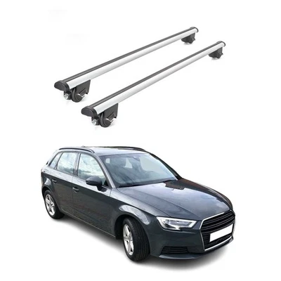 Barras transversales portaequipajes 220 libras para Audi A3 Sportback 2015-2020 gris 2 piezas Foto 1 de 4