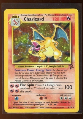 HUGE SWIRL 2000 Pokemon Game Base Set 2 II Charizard 4/130 Holo Foil Rare WOTC - Image 1 of 3