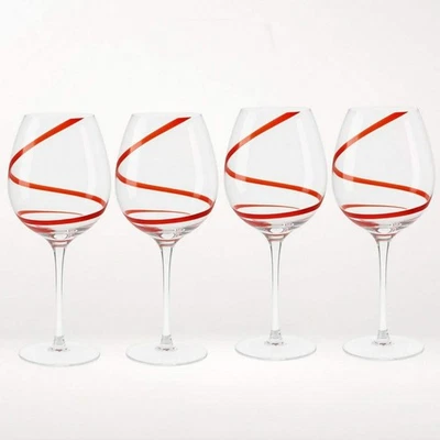Copas de vino Pier 1 Swirline globo rojo | Juego de 4 | Excelente estado Foto 1 de 3