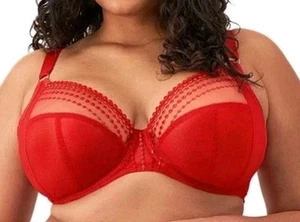 ELOMI Matilda Underwire Plunge Bra  Red Style EL8900 Semi Sheer Size 36G. - Picture 1 of 6