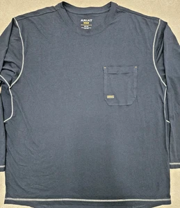 Ariat 3 XL Hemd Herren Rebar Langarm Navy Blau Fronttasche Workwear Grubenschlitz - Bild 1 von 12