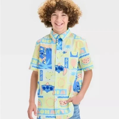 Camisa abotonada tejida puntada para niños - verde aguamarina talla XL Foto 1 de 4