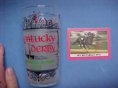 1973 Kentucky Derby Glass & Rare Star Card.Secretariat Triple Crown #99. Mint - Image 1 of 3