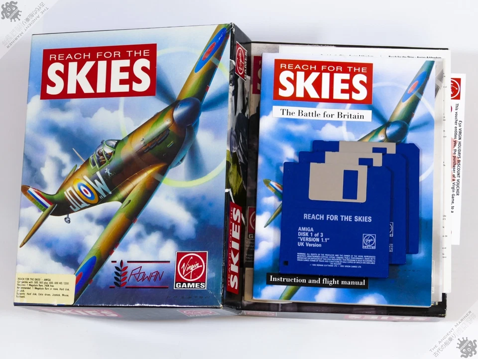 COMMODORE AMIGA REACH FOR THE SKIES BIG BOX 3.5" COMPUTER GAME 1992 VIRGIN - Image 1 of 1