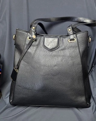 Black Tote Bag with Handles and Adjustable Crossbody Strap - Image 1 of 4