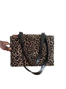 Kate Spade Vintage Fuzzy Animal Print Tote Bag Red Interior Flap Closure READ - Picture 1 of 15