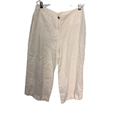 Eileen Fisher White Linen Straight Leg Crop Pants Woman’s Size 14P Casual Capris - Image 1 of 4