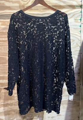 Vintage Sheer Crochet Pullover Tunic Size 24W Floral Cottage Whimsigoth Witchy - Image 1 of 4