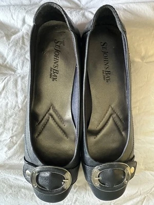 St Johns Bay  Comfort Flats Black With Silver Buckle Accent Size 8 1/2 - Image 1 of 4