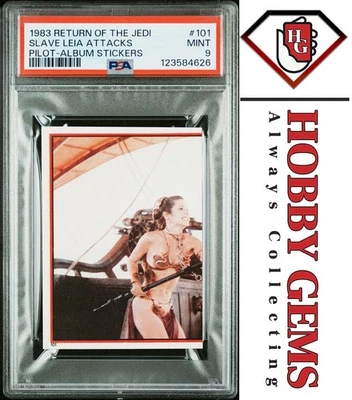Pegatina PRINCESA LEIA ESCLAVA PSA 9 1983 Star Wars El Retorno del Jedi #101 C2 Foto 1 de 2