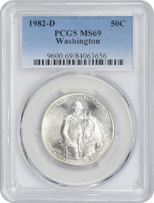 1982-D Washington Commemorative Half Dollar MS69 PCGS - Image 1 of 2