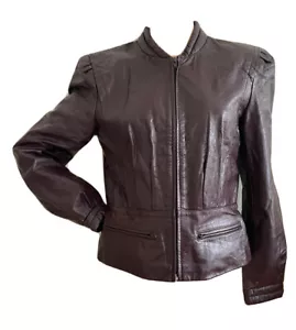 BERMANS VINTAGE 80's 90's RETRO LEATHER BOMBER BIKER JACKET UK 12 EU 40 US 8 S/M - Picture 1 of 10