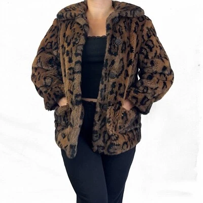 Chaqueta Abrigo Grande Estampado Animal Guepardo Piel Sintética Años 90 Divertida Felpa Glamour Olympia M Foto 1 de 4