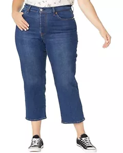 Levis Plus Size Wedgie Straight Jeans Womens Forget Me Not Blue Button Fly Denim - Picture 1 of 3