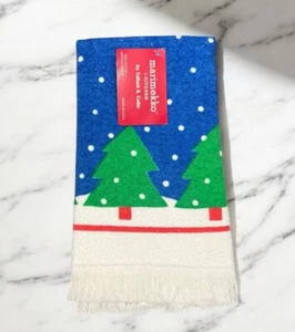 Toalla de té de invierno vintage Marimekko cocina mod árbol nieve nueva de stock - Imagen 1 de 8