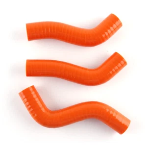 2007-2010 KTM SXF250 SX-F250 SILICONE RADIATOR HOSES WATER HOSE PIPES KIT ORANGE - Picture 1 of 9