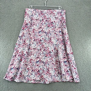 Banana Republic Skirt Womens Large Pink Floral Midi A Line Slit Pull On Flowy - Picture 1 of 9