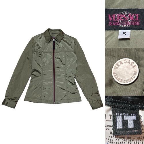 Versace Jeans Couture Giacca Coach Raso Donna Taglia S in Verde Oliva