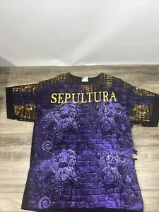 Camicia Vintage Tultex Cotone Sepultura Stampa AOP Ottime Condizioni XL Vedi Foto Foro! - Foto 1 di 8