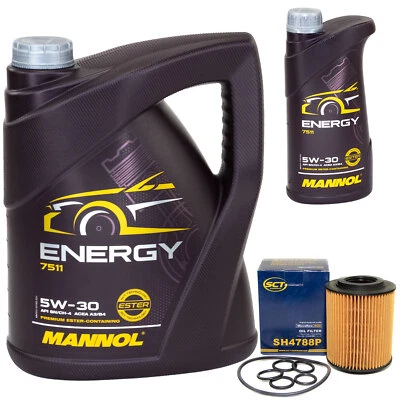 Motoröl Set MANNOL Energy 5W-30 API 6 Liter + Ölfilter für Opel Astra Zafira 1.7
