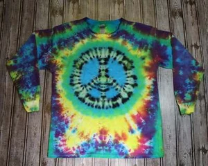 Peace Sign Tie Dye Long Sleeve T-Shirt Youth Large - Bild 1 von 5