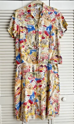 Falda midi de manga corta Liz Claiborne de 2 piezas para mujer 16 Resort Cruise lino Foto 1 de 4