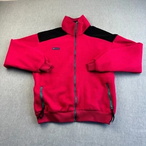 Vintage Columbia Jacket Men Large Tall Red Full Zip Fleece Retro Made In USA 90S - Picture 1 of 13