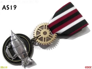 Steampunk Abzeichen Brosche Pindrape Medaille fliegendes Luftschiff Zeppelin rot grün #AS19 - Bild 1 von 5