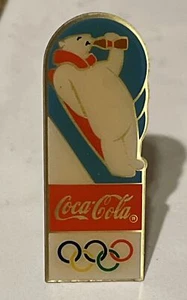 Coca Cola Olympic Pin ~ Polar Bear ~ Coke ~ Luge ~ Lillehammer 1994 - Picture 1 of 7