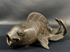 Sujet à la carpe en bronze Japon Meiji fin XIXe - Picture 1 of 12