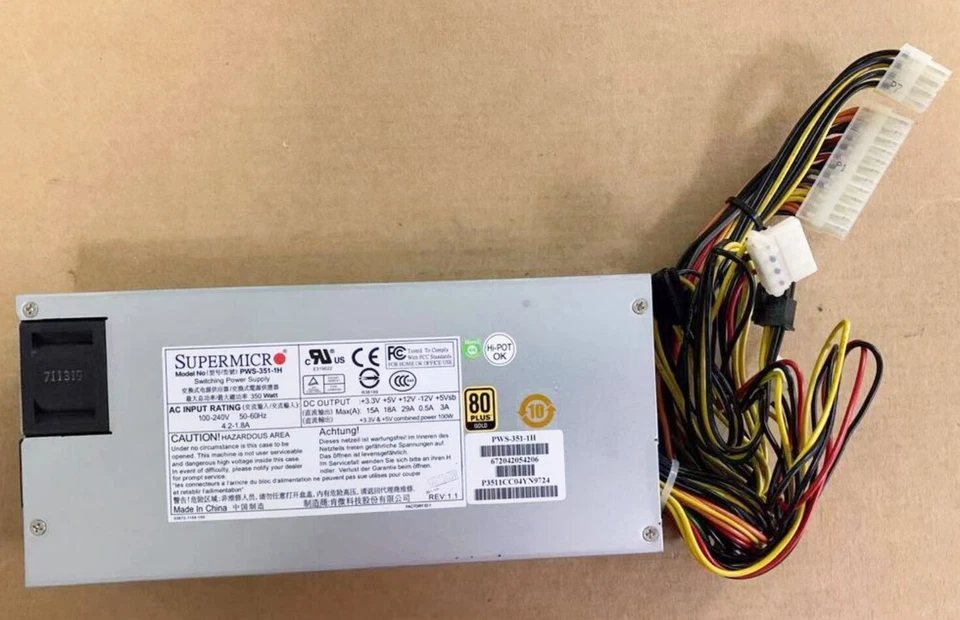 supermicro PWS-351-1H PWS-351-1H-ZY001 1U server mute power PLUS 350W - Image 1 of 4