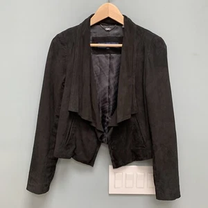 Cole Haan Black Suede Light Jacket Open Front Small - Picture 1 of 10
