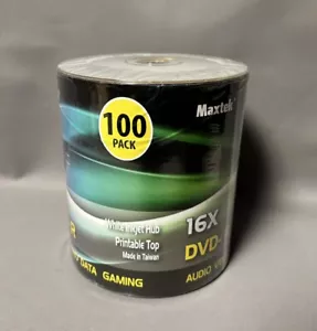 Maxtek 100er-Pack weiß Tintenstrahl Hub bedruckbar oben leer DVD-R 16X Discs neu versiegelt - Bild 1 von 6