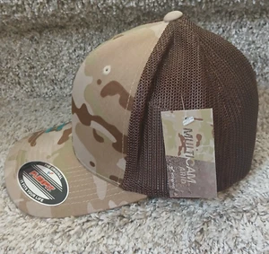 Flexfit Trucker Mesh Baseball Cap Blank Hat Flex Fit 6511 Multicam Arid BrownNEW - Picture 1 of 7