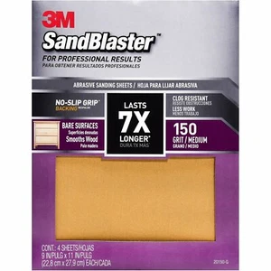 "Papel de lija SandBlaster 3M 20150-G-4 sin respaldo de agarre deslizante, arena 150, 11"" X 9" - Imagen 1 de 1