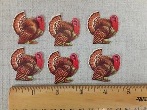 Vintage Small Die-cut Embossed Turkey Set of 6 Thanksgiving Scrapbooking DIY - Picture 1 of 4