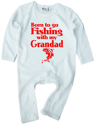 Baby Vestiti Da Pesca  Nato Per Andare A Pescare Con Mio Nonno  Boy Girl Romper Suit • 21.10€