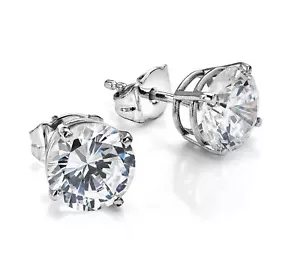 2.02 CT Certified Lab Grown Round Diamond Studs Earrings in 14k White Gold E VS2 - Picture 1 of 4