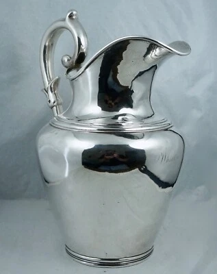 Jarra de agua de plata con moneda americana temprana de 855 g Trinity College New Orleans D & C Foto 1 de 4