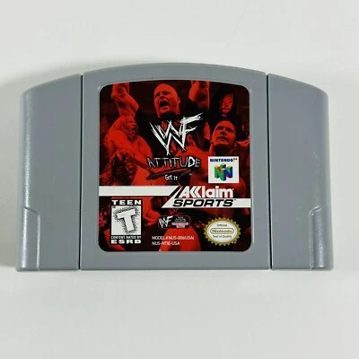 Cartucho de juego N64 Nintendo 64 WWF Attitude solo auténtico 1997 probado Foto 1 de 4