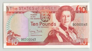 JERSEY 10 Pounds 1993, P-22a, Sign: G. Baird, Low S/N DC000043, UNC. QEII. A1 - Picture 1 of 2