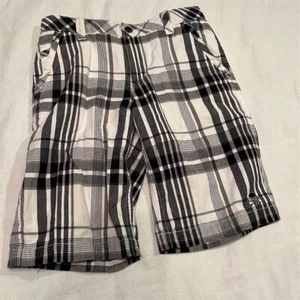 Tony Hawk Boys Black Plaid Chino Shorts Size 12 Flat Front skate surf - Picture 1 of 8