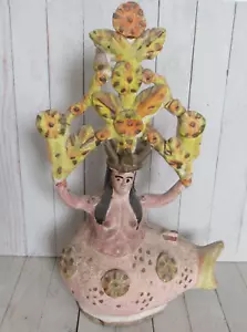 Cerámica Árbol de la Vida Sirena Arte Popular Mexicano De Colección 16" H **Dañado ***LEER*** - Imagen 1 de 24