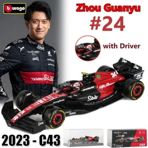1:43 Bburago 2023 F1 Alfa Romeo Stake C43 #24 Zhou Guanyu Model Car w/Helmet US - Picture 1 of 10