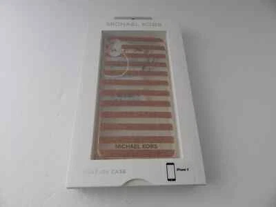 Funda a Presión Michael Kors para iPhone XS/X Oro Rosa Brillo/Rayas/Trampas Nueva Foto 1 de 4