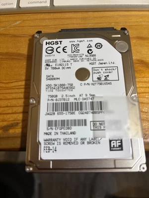 HGST Laptop Hard Disk Drive 750GB HTS541075A9E662 P/N 0J37012 2.5" SATA - Image 1 of 4