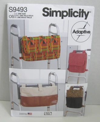 Simplicity 9493 Easy Adaptive Walker Bags w/Adjustable Straps Pattern Uncut - Image 1 of 2