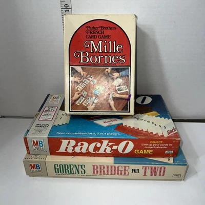 Goren's Bridge for Two Mille Bornes Rack-O Vintage lot of 3 Board Family Games - Image 1 of 4